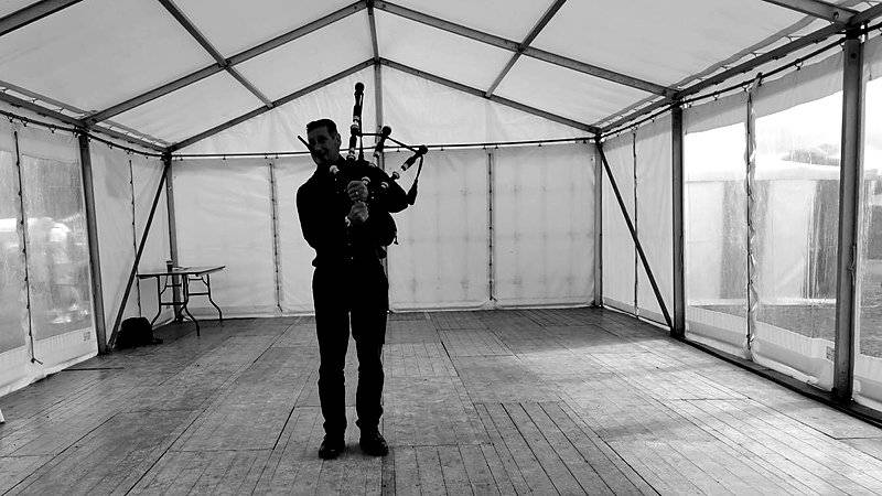 Highland piper at a wedding